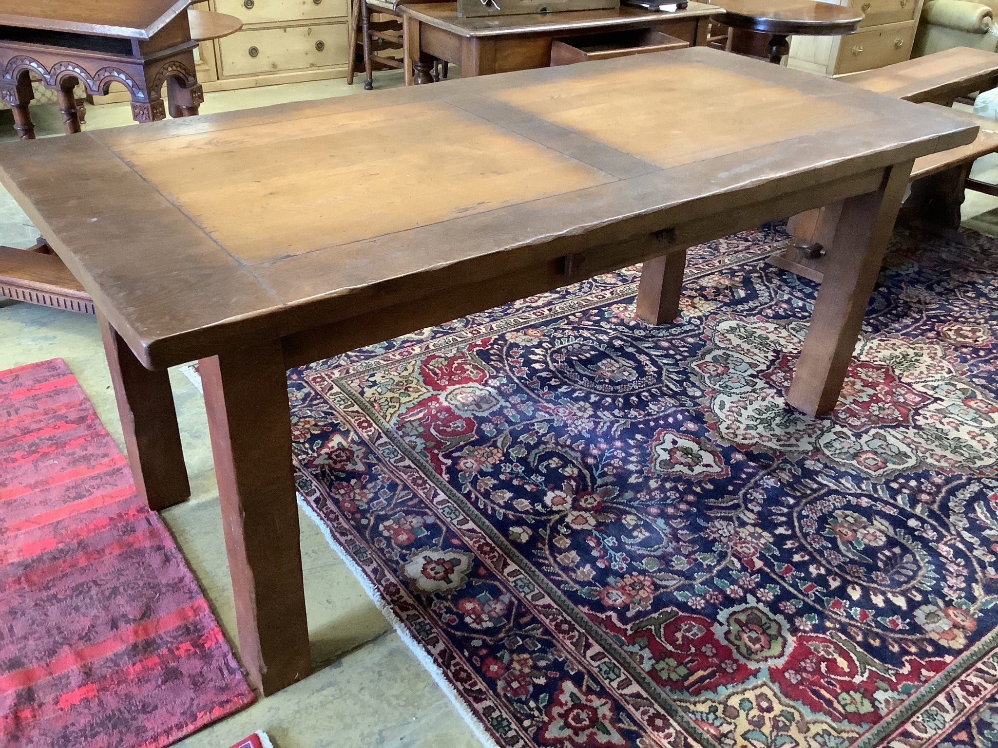A French provincial rectangular fruitwood farmhouse table